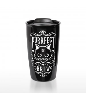 Black Cat Purrfect Brew Double Walled Travel Mug