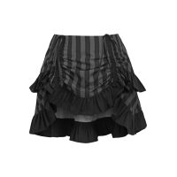 Black and Gray Striped High Low Skirt