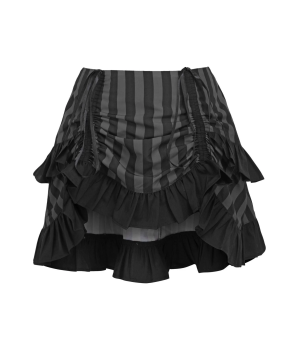 Black and Gray Striped High Low Skirt