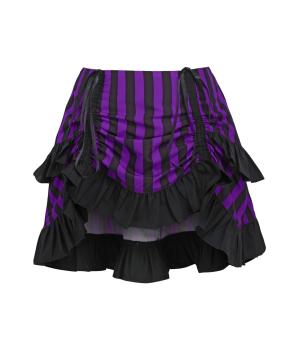 Black and Purple Striped High Low Skirt