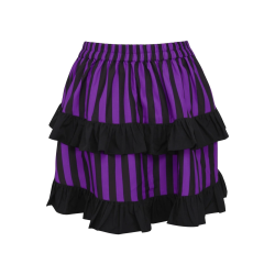 Black and Purple Striped High Low Skirt