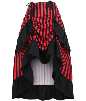 Red and Black Striped Bustle Skirt