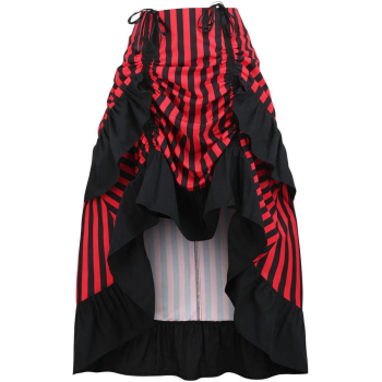 Red and Black Striped Bustle Skirt