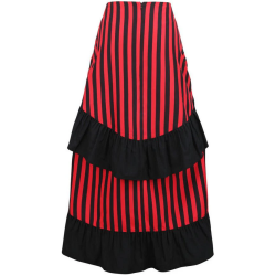 Red and Black Striped Bustle Skirt