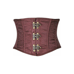 Brown Brocade Steel Boned Mini Cincher Corset