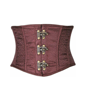 Brown Brocade Steel Boned Mini Cincher Corset