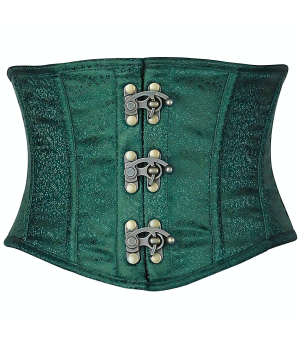 Green Brocade Steel Boned Mini Cincher Corset