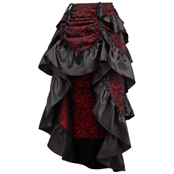 Red and Black Brocade Bustle Skirt