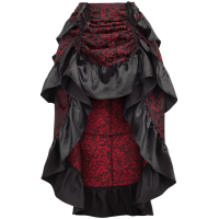 Red and Black Brocade Bustle Skirt