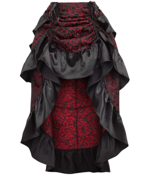 Red and Black Brocade Bustle Skirt