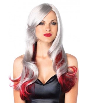 Allure Gray Wig with Red Tips