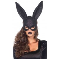 Bunny Black Glitter Masquerade Mask