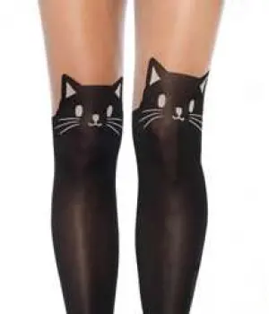 Adorable Black Kitty Cat Pantyhose 3 Pack