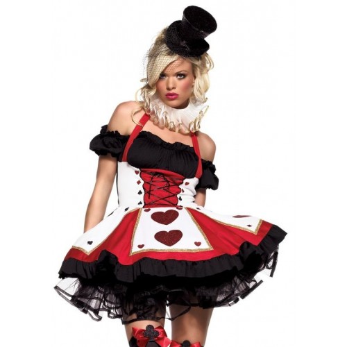 Pretty Playing Card Adult Queen of Hearts Costume Wonderland Cosplay Fun!