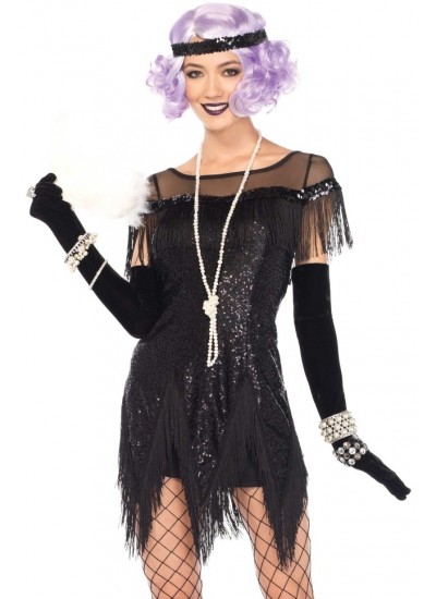 Foxtrot Flirt Roaring 20s Black Flapper Dress Costume | Halloween Costume