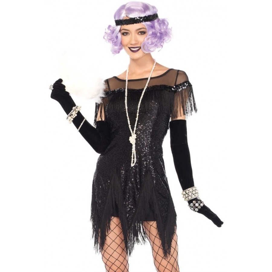 Foxtrot Flirt Roaring 20s Black Flapper Dress Costume Halloween Costume 