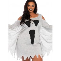 Ghost Print Jersey Plus Size Dress