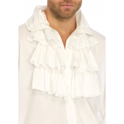 Ruffle Front Mens White Shirt