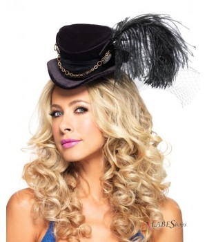 Steampunk Black Velvet Top Hat