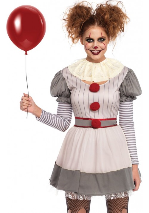 Creepy Clown Womes Halloween Costume - Adult Costume
