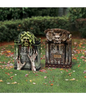 Tombstone Set with Light-Up Eyes