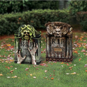 Tombstone Set with Light-Up Eyes