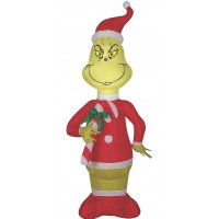 Grinch Santa with Candy Cane - LED Outdoor Christmas Yard Decor