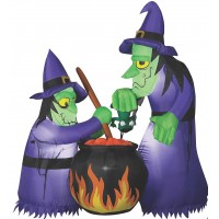 Double Bubble Witches with Cauldron Blow Up Decor