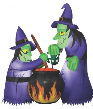 Double Bubble Witches with Cauldron Blow Up Decor