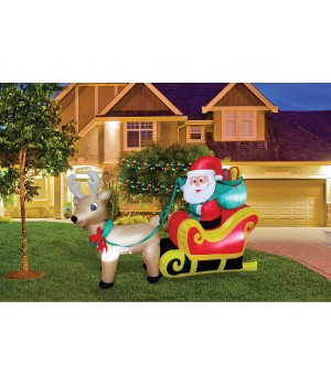 Santa in Sleigh Inflatable Christmas Yard Decor