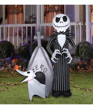 Jack Skellington and Zero Inflatable Yard Decor