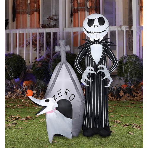 Jack buy Skellington & Zero on Pumpkin Halloween Inflatable by Gemmy