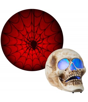 LED Skull with Red Spider Web Projection