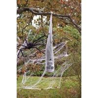 Skull in Spider Cocoon Halloween Prop