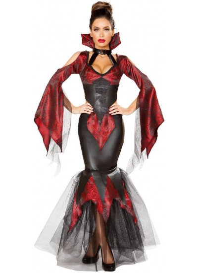 Dark Vampire 2 Piece Halloween Costume Gothic Vampire Gown