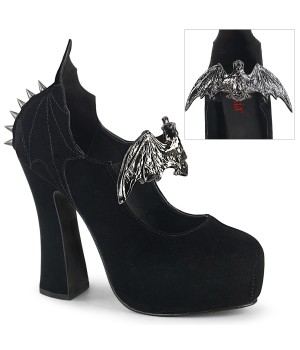 Demon Bat Black Velvet Mary Jane Pumps