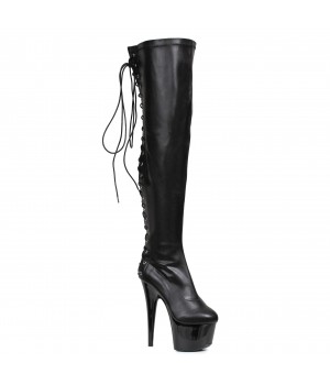 Fare Black Platform Thigh High Boots for Women