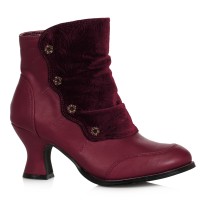 Viola Burgundy Victorian Ankle Boot for Women