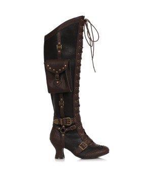 Ingrid Multi Pocket Steampunk Womens Black Boots