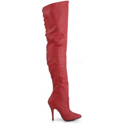 Legend Red Lace up Back Leather Thigh High Boots