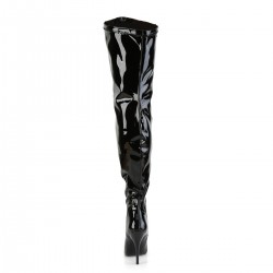 Seduce Black Patent Wide Calf Thigh High Boots