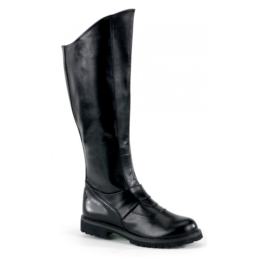 plain black leather knee high boots