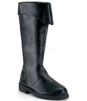 Captain Mid Calf Cuffed Black Boots