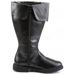 Captain Mid Calf Cuffed Black Boots