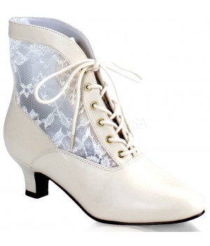 Victorian Dame Ivory Ankle Boots