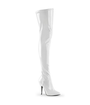 Seduce White High Heel Thigh High Boots